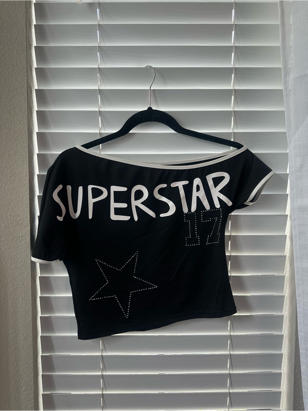 Black "Superstar" Off-Shoulder Women’s Top